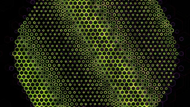 Neon Yellow Hexagonal Grid Animation 4K