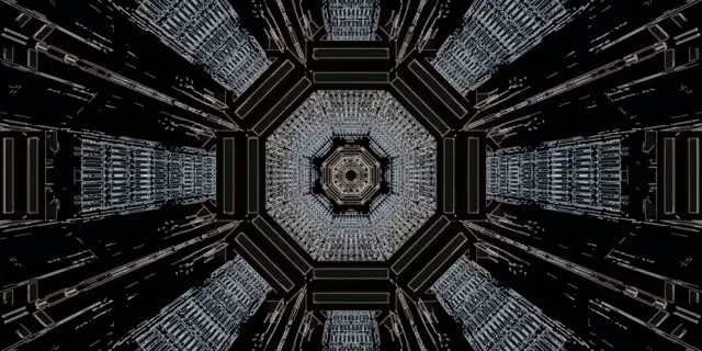 Terowongan Neon Oktagon Gelap Screensaver 2:1 Univisium 60fps VJ Loop