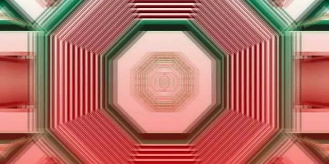 Soilsithe Neon Vortex Octógánach VJ Foluain 2:1 Univisium 60fps Scáibhsiú Vortex Geoiméadrach Bándearg