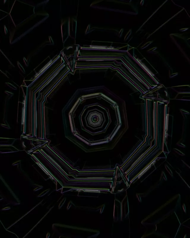 Octagonal Neon Tunnel Vortex 4:5 Instagram 60fps Screensaver Loop