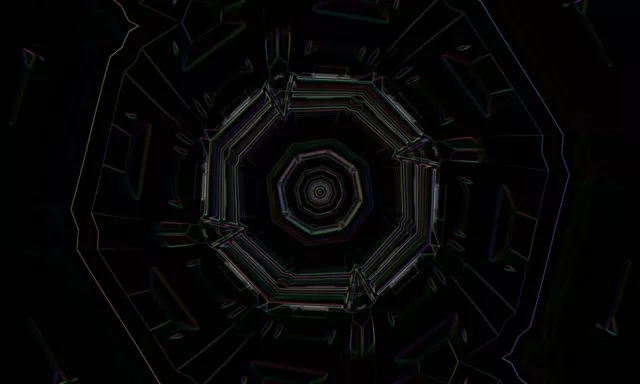 Восьмиугольный неоновый туннель Vortex 5:3 Wide 60fps Screensaver Loop