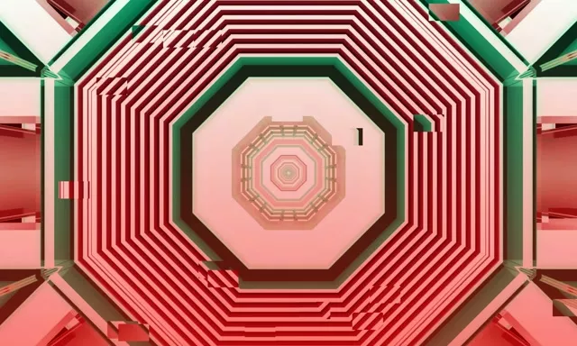 Octagonal Pink Neon Tunnel VJ Loop 5:3 Wide 60fps Screensaver