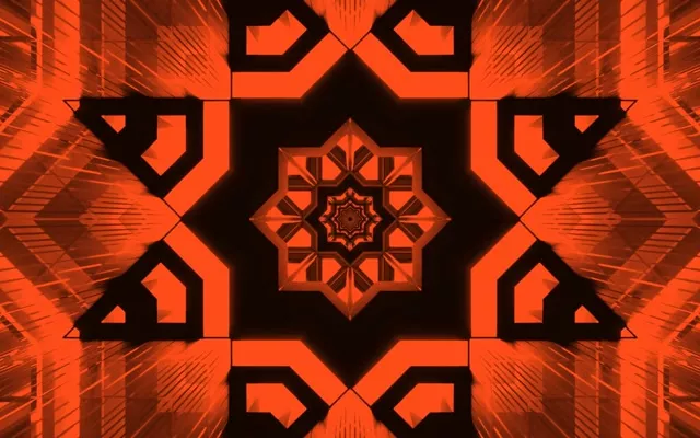 Vj loop Neon Tunnel Orange Kaleidoscope Star 60fps 16:10 MacBook Screensaver