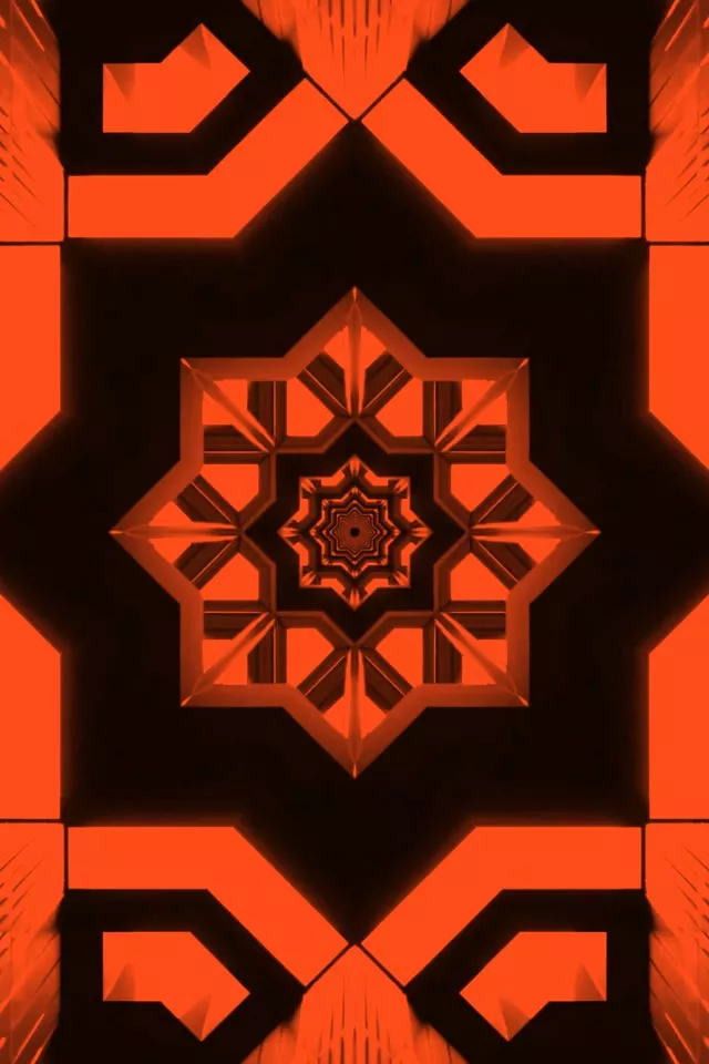 Neonski Tunel Oranžen Zvezda Mandala VJ Loop 2:3 Foto Pokončno 60fps Ohranjevalnik Zaslona