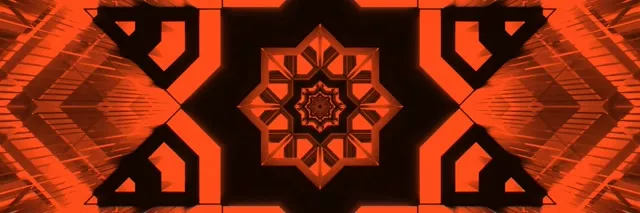 Neon Tunnel Orange Kaleidoskop Stjerne 3:1 Triple Bred 60fps Pauseskærm Vj Loop