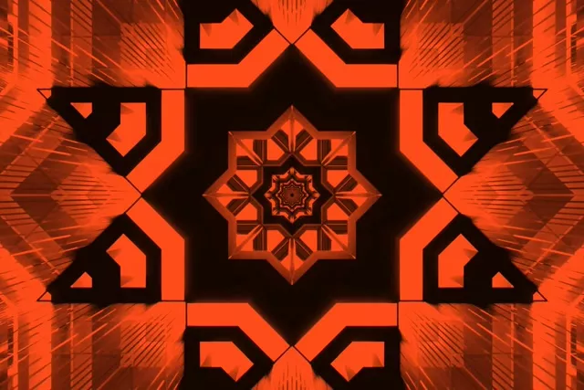 Neon-tunneli Oranssi Kaleidoskooppi Tähti Vj Loop 3:2 Surface 60fps Näytönsäästäjä