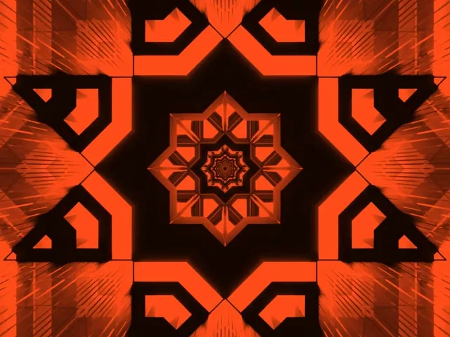 Vj loop Neon Tunnel Orange Geometrisk Stjerne 4:3 klassisk 60fps Pauseskærm