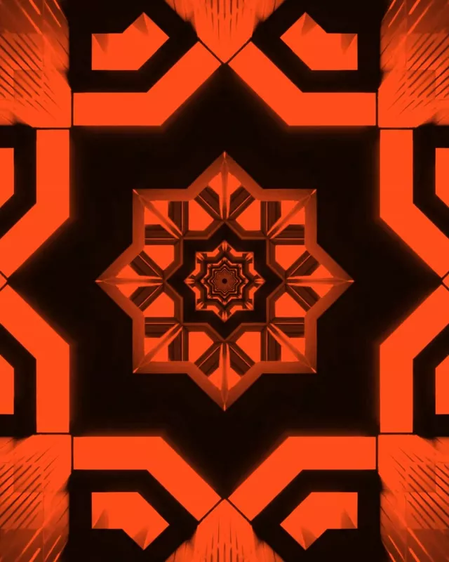 Tunnel Neon Arancione Stella Geometrica VJ Loop 4:5 Instagram 60fps Screensaver