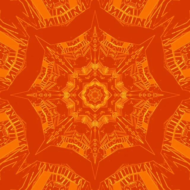 Neon Tunnel Orange Fractal Kaleidoscope Star VJ Loop 1:1 Square 60fps Screensaver