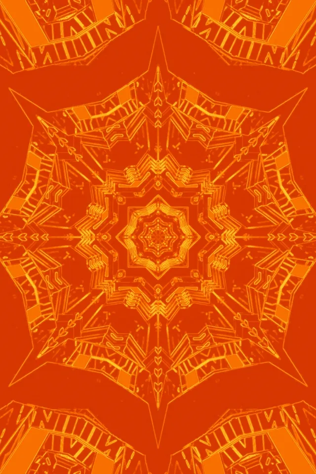 Neon Tunel Laranja Fraktal Kaleidoskopo Izarra 2:3 Bertikala 60fps Pantaila-babeslea Vj Loop