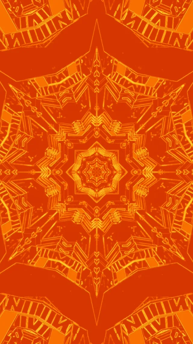 Neon Tunnel Orange Kaleidoscope Star Vj Loop 9:16 Reels 60fps Screensaver