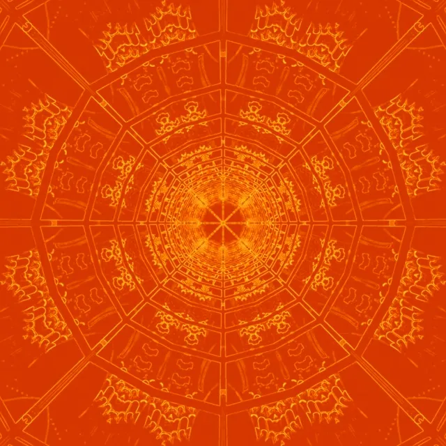 Vj loop Neon Tunnel Orange Mandala Kaleidoscope 1:1 Square 60fps Screensaver