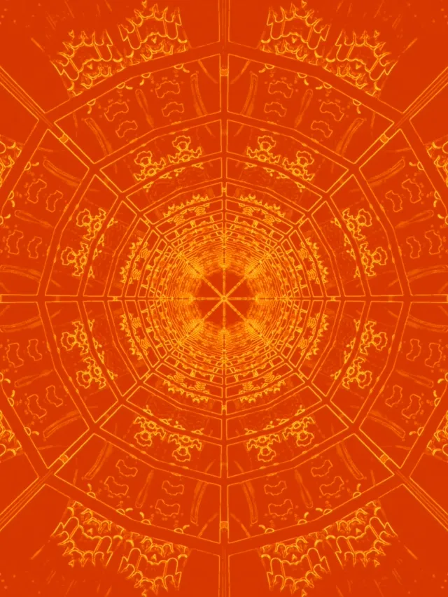 VJ Loop Neon Tunnel Orange Mandala Radial 3:4 iPad Portrait 60fps Screensaver