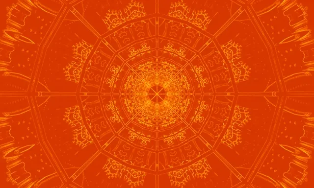 Caleidoscópio Fractal Laranja Túnel Neon VJLoops 5:3 Wide 60fps Protetor de Tela