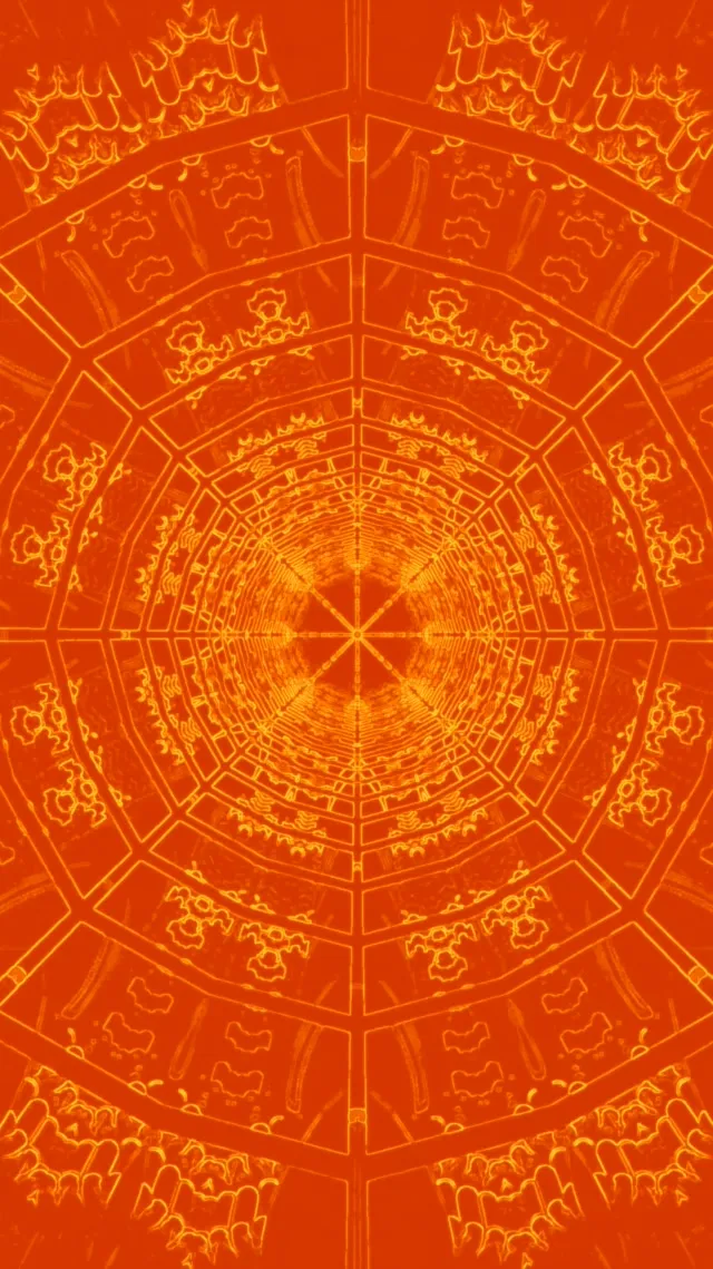 Túnel Néon Laranxa Mandala Vórtex VJ Loop 9:16 Reels 60fps Screensaver