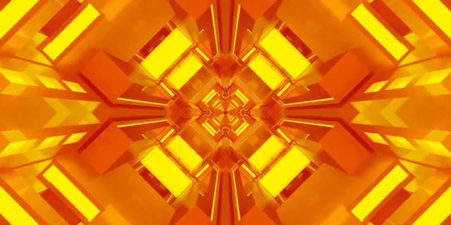 Neonový tunel oranžovo-zlatý diamant kaleidoskop VJ Loop 2:1 Univisium 60fps spořič