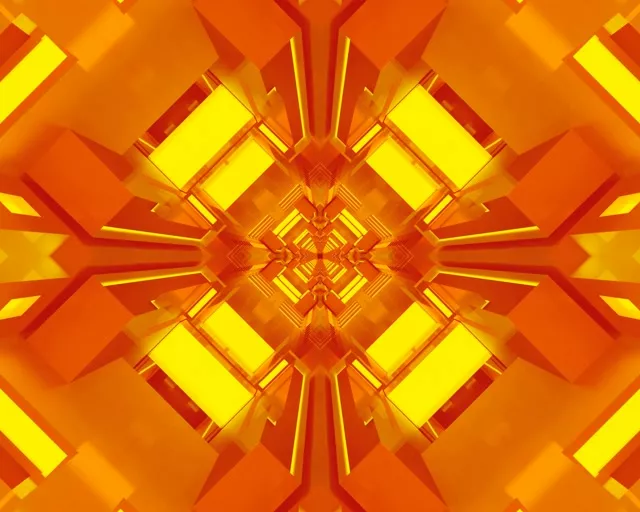 Neon Tunnel Orange Guld Diamant Kaleidoskop Vj Loop 5:4 Industrial 60fps Pauseskærm
