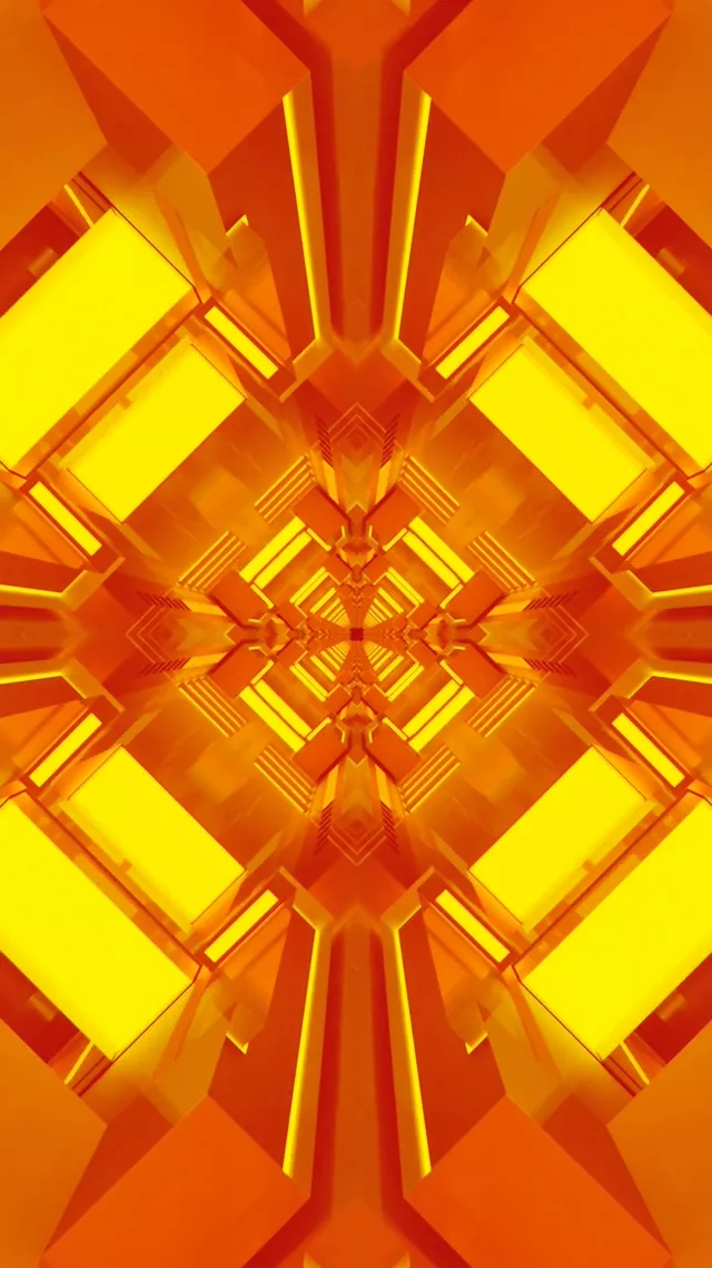 Túnel Neón Calidoscopio Diamante Dourado Vj Loop 9:16 Reels 60fps Salvapantallas