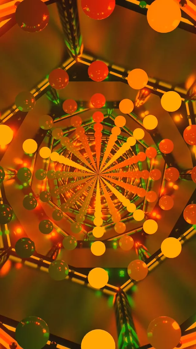 Orange Neon Tunnel Screensaver 60fps 9:16 Reels VJ Loop PC Laptop