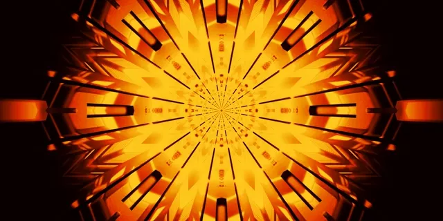 Neon Tunnel Orange Kaleidoscope Burst VJ Loop 2:1 Univisium 60fps Screensaver