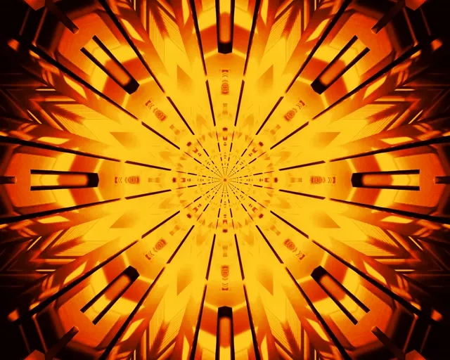 Neonový Tunel Zlatý Radiální Výbuch VJLoops 5:4 Industrial 60fps Spořič obrazovky