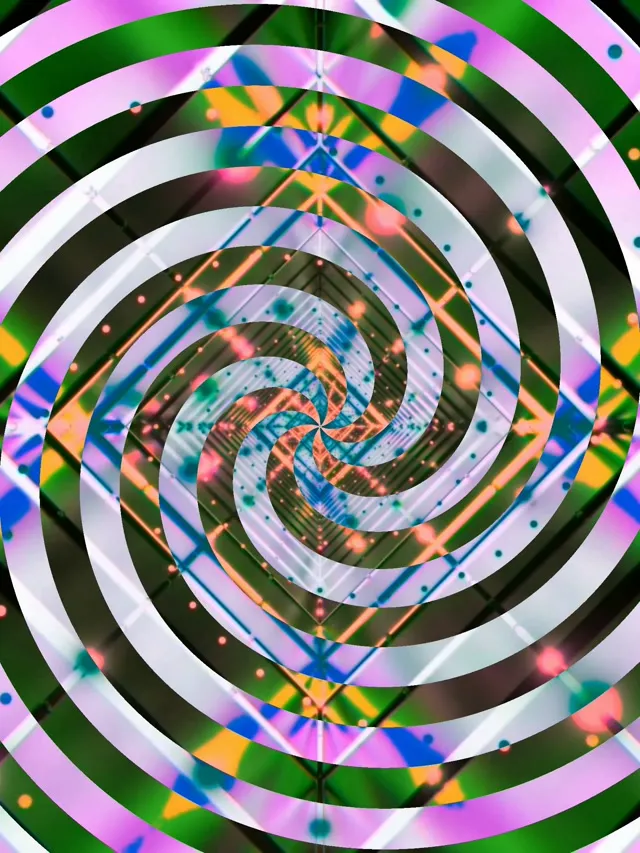 อุโมงค์นีออน หมุนวนเกลียว 3:4 iPad Portrait 60fps Screensaver VJ Loop