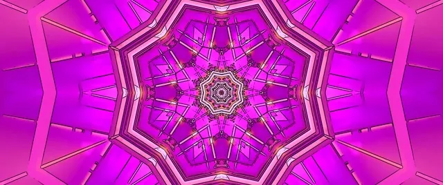 Neon Tunnel Pink Kaleidoscope Star VJ Loop 2.39:1 Cinemascope 60fps Screensaver