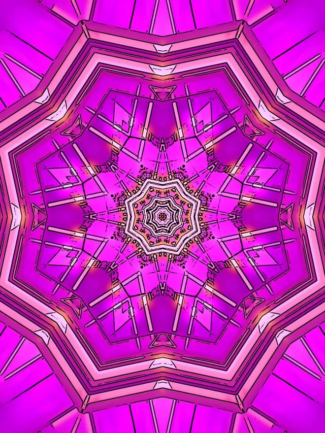 Neonski Tunel Roza Kaleidoskop Zvezda VJ Loop 3:4 iPad Pokončno 60fps Ohranjevalnik Zaslona