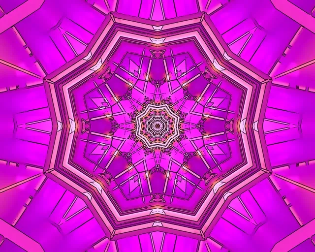 Neon Tonnel Pienk Kaleidoskoop Ster VJ Loop 5:4 industrieel 60fps Skermskakel