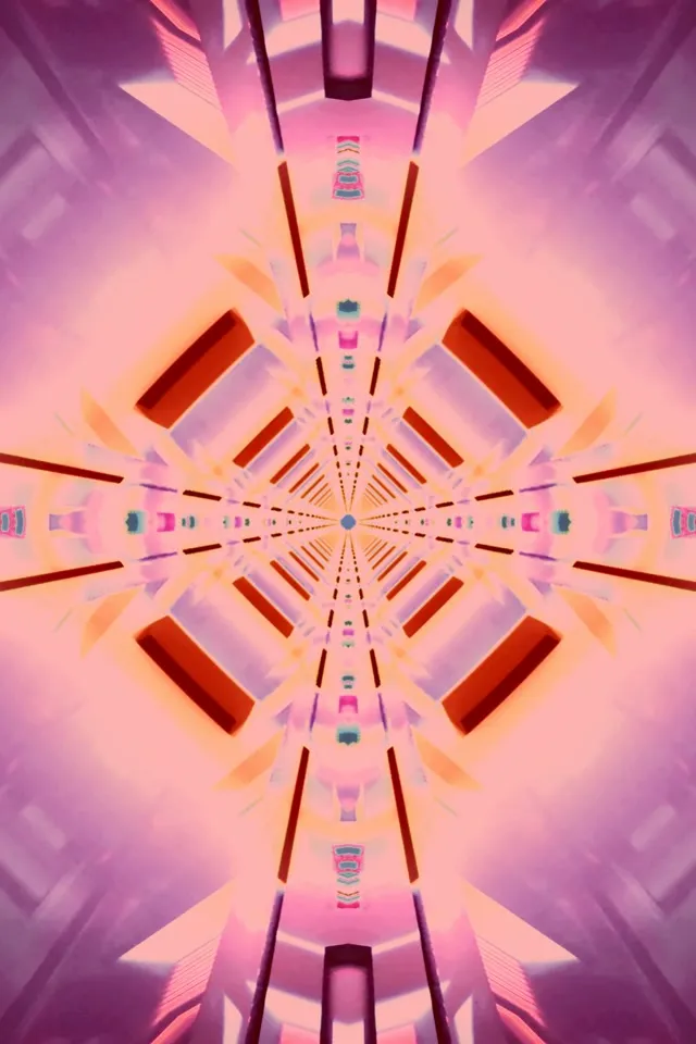 Neon Tunnel Kaleidoscope Diamond Burst 2:3 Photo Portrait 60fps Screensaver VJ Loop