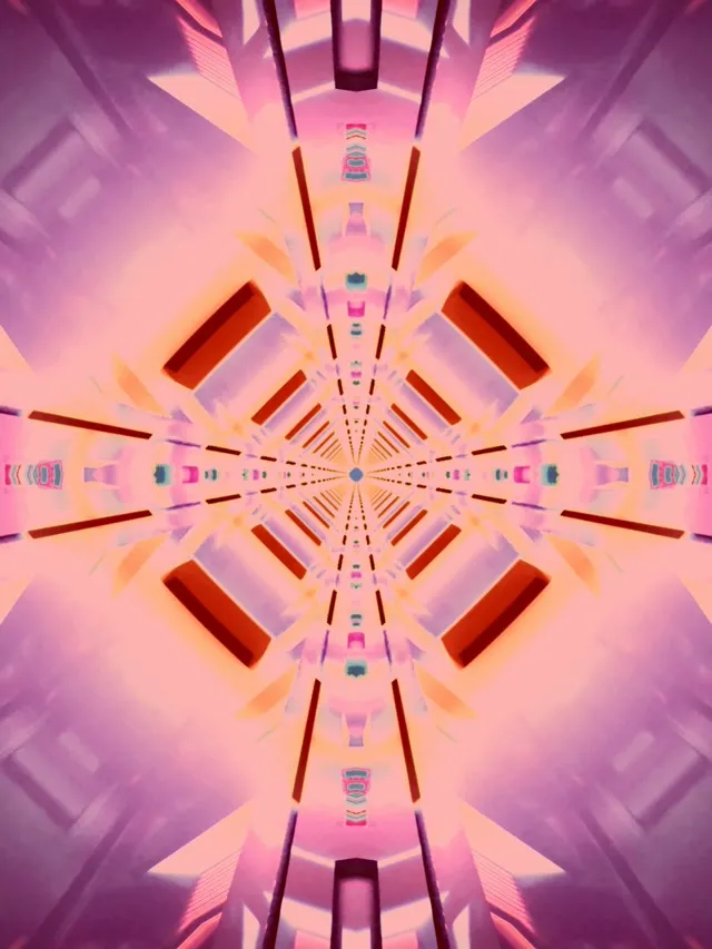 Neon tunelis kaleidoskopo deimanto sprogimas VJ ciklas 3:4 iPad portretinis 60fps ekrano užsklanda