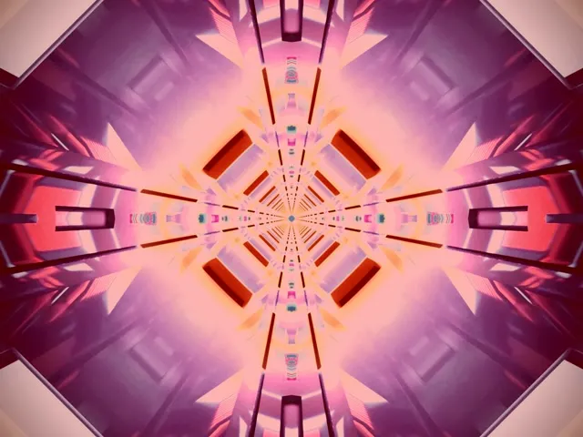 Neon tunelis kaleidoskopo deimanto sprogimas rožinis VJ ciklas 4:3 klasikinis 60fps ekrano užsklanda