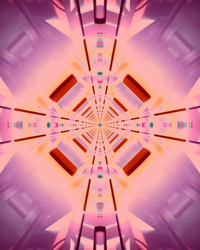 Neon tunelis kaleidoskopo deimanto sprogimas 4:5 Instagram 60fps ekrano užsklanda VJ ciklas