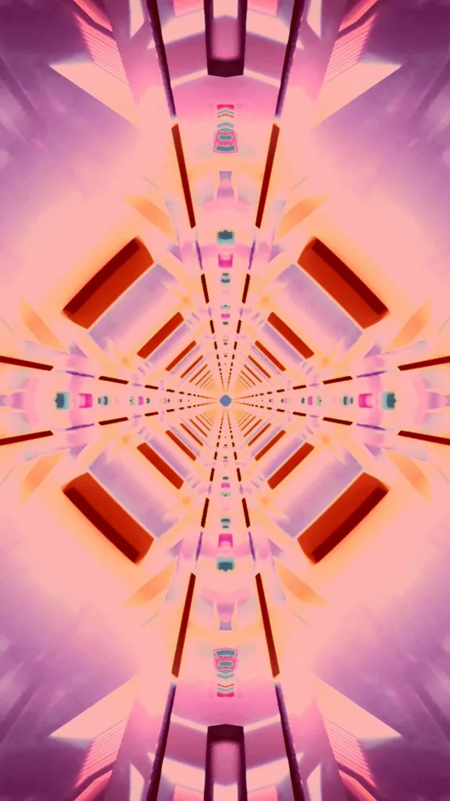 Neon Tunnel Kaleidoskop Diamant Burst VJ Loop 9:16 Reels 60fps Pauseskærm
