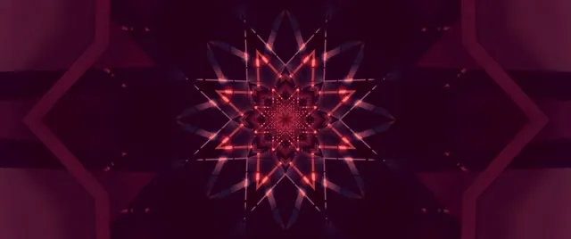 Neon Tünel Kırmızı Yıldız Kaleydoskop VJ Loop 2.39:1 Cinemascope 60fps Ekran Koruyucu