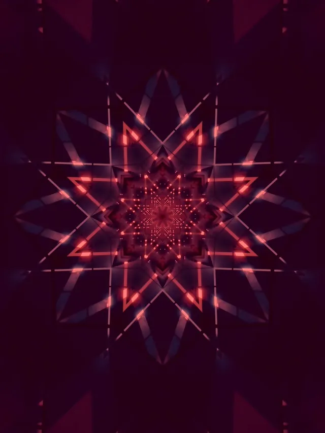 Terowong Neon Kaleidoskop Bintang Merah VJLoops 3:4 iPad Potret 60fps Screensaver