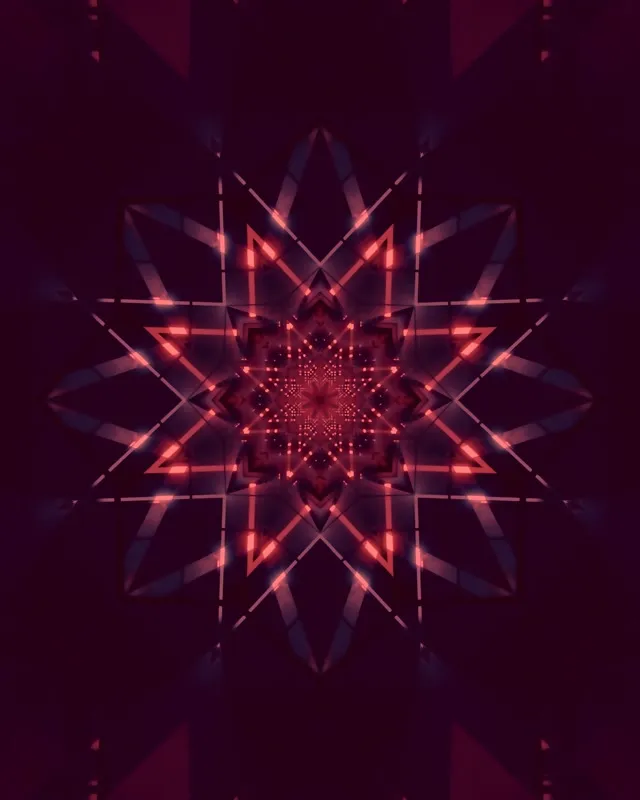 Tunel Neonowy Kalejdoskop Gwiazda 60fps VJ Loop 4:5 Instagram Wygaszacz