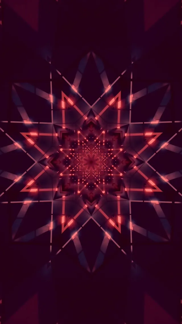 네온 터널 빨간 만화경 별 VJLoops 9:16 릴스 60fps 화면보호기