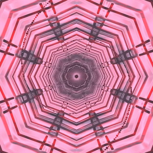 Pink Neon Tunnel Octagon Kaleidoscope Vj Loop 1:1 Square 60fps Screensaver
