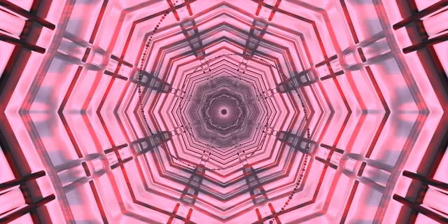 Růžový neonový tunel osmiúhelník vír VJ Loop 2:1 Univisium 60fps spořič