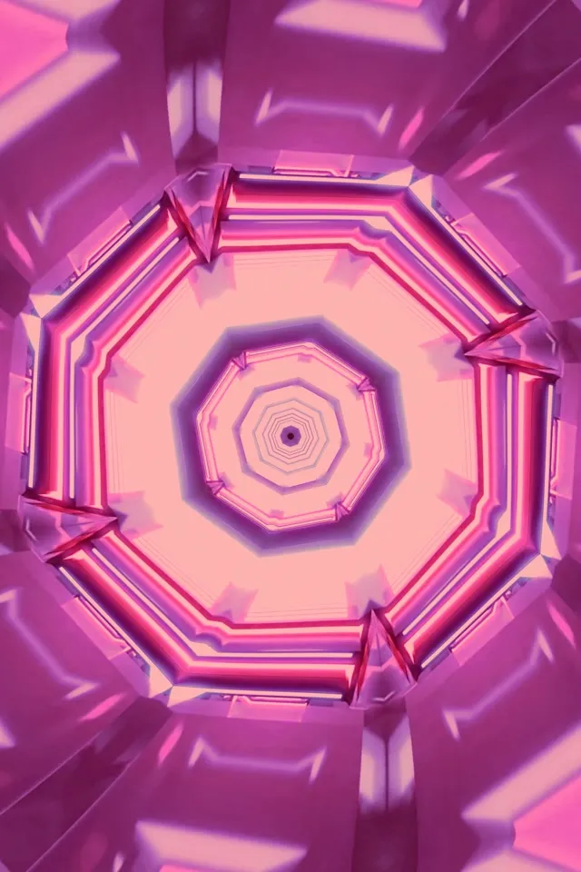 Túnel Neón Rosa Octógono Vórtice Protector de Pantalla 2:3 Foto Retrato 60fps VJ Loop