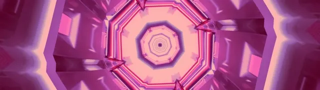 Túnel Neón Rosa Octógono Vórtex Protector de pantalla 32:9 Super Ultraancho 60fps VJ Loop
