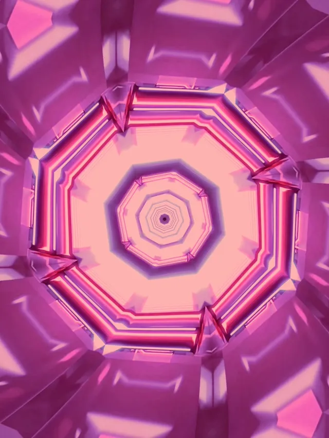 Neon Tunnel Pink Oktagon Vortex Screensaver 3:4 iPad Portrait 60fps VJ Loop