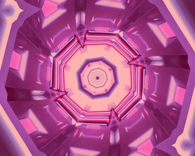 نفق نيون وردي مثمن دوامة Vj Loop 5:4 صناعي 60fps شاشة توقف