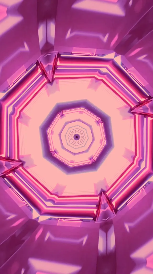 Неонска тунела октагон вртлога розе љубичаста 9:16 Reels 60fps Screensaver VJ Loop