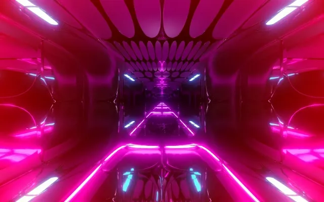 Neon Tunnel Pink Oval Grid VJ Loop 60fps 16:10 MacBook Screensaver