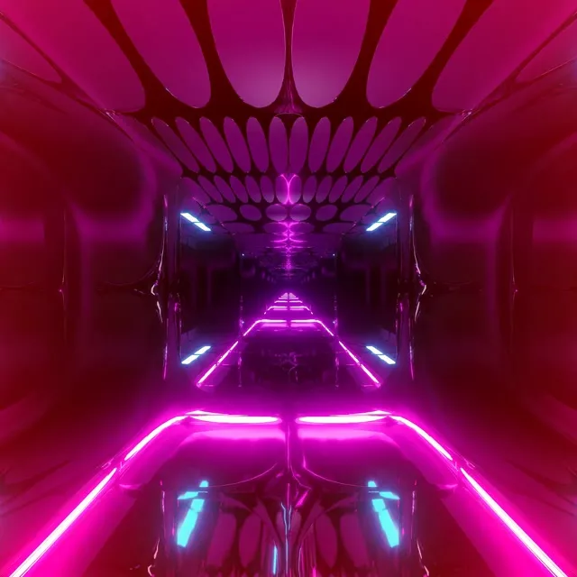 Neon Tunnel Pink Cyan Oval Grid VJ Loop 1:1 Square 60fps Screensaver