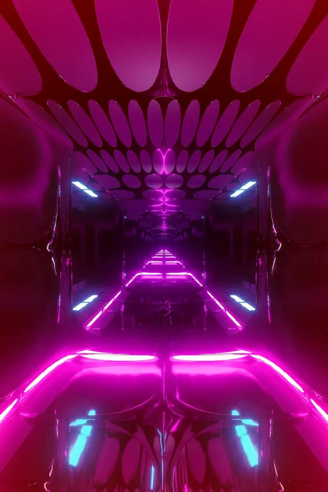 Neon Tunnel Rosa Oval Rutenett VJ Loop 2:3 Foto Portrett 60fps Skjermsparer