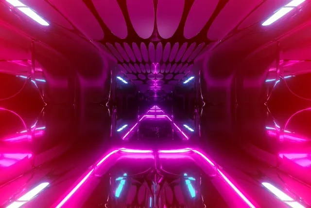 מנהרת נאון 60fps 3:2 Surface שומר מסך רשת אובלי ורודה מדע בדיוני VJLoops