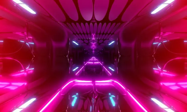 Neonový tunel růžový ovální mřížka VJ Loop 5:3 Wide 60fps spořič obrazovky